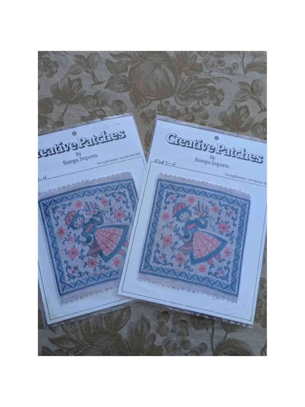 Creative Patches Set Of 2 by Europa Imports Vintage Woven Applique. New